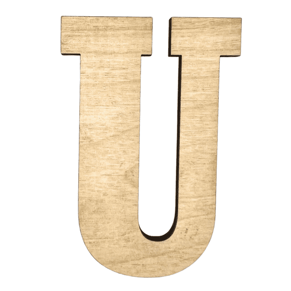 14" Tall Birch Plywood Letter U | 1/4" Thick | Krafty Supply Letters | RockTimes