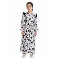 thumbnail image 1 of GDREDA Tenues d'Été pour Filles Robe à Manches Longues à Fleurs Décontractée Robes Imprimées à Fleurs Robe à Taille Nouée pour Enfants Robe Maxi Tenues et Ensemble pour Filles Noir, 13-14 Ans, 1 of 9