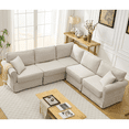 thumbnail image 4 of Modular Sectional Sofa Set, Convertible L Shaped Couch, 5 Seat, Reversible Sectional Sofa Couch, Upholstered,Corner Sofa, Rolled Arms, Soft Linen Fabric (Beige), 4 of 12