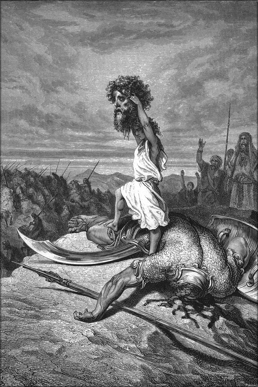 24x36 Gallery Poster David Slays Goliath From Gustave Dore English