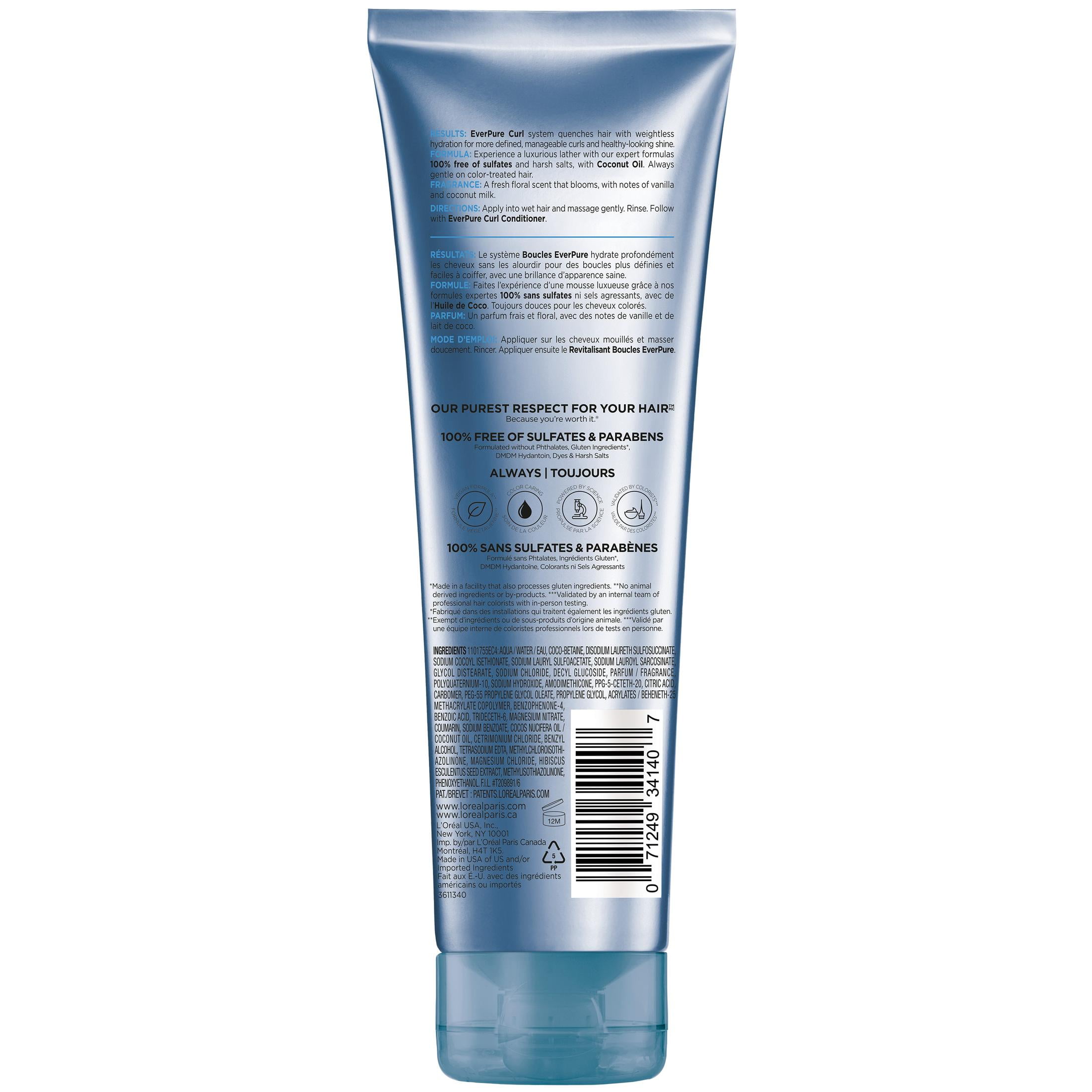 L'Oreal Paris EverPure Sulfate Free Curl Shampoo, Frizz Control, 8.5 fl oz