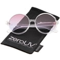 thumbnail image 1 of zeroUV Female Retro Clear Frame Gradient Flat Lens Oversize Round Sunglasses (Clear / Purple-Blue) - 54mm, 1 of 5