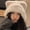 Milky white, variant on Cute Teddy Bear Plush Hat For Women In Autumn And Winter , New Large Head Woolen Hat With Ear Protection And Knitted Hat That Looks Small On The Face