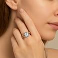 thumbnail image 5 of 7X5MM Blue Topaz 925 Sterling Silver Rose Plated Solitaire Women Valentines Day Gifts Ring, 5 of 7