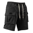 thumbnail image 4 of XDZJLR Big And Tall Men Cargo Shorts Summer Casual Solid Waffle Knit Shorts Lightweight Breathable Shorts With Pockets And Drawstring Hiking Shorts Black S, 4 of 4