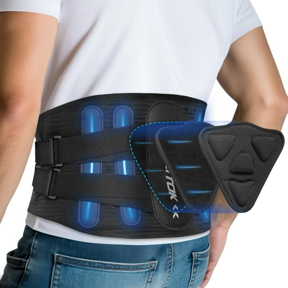 Faja lumbar con almohadilla extraíble para aliviar el dolor lumbar, ideal para ciática, hernia discal, escoliosis, con 5 varillas, malla suave y transpirable, antideslizante, para hombres y mujeres (X