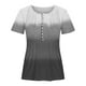 thumbnail image 3 of Tops de Algodón para las Mujeres Impreso en V-Cuello Botón Arriba Manga Corta Superior, Imitación Algodón Casual Blusa, 3 of 4