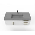 thumbnail image 3 of Amazon 48" White Wood Floating Vanity with Gray Top and Gold Trim, 3 of 8