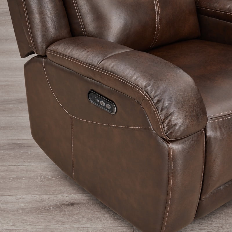CHITA Genuine Leather Power Recliner Chair with Adjustable Headrest, Brown
