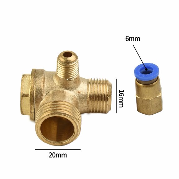 For Air Compressor Replacement Part 3 Port Brass Check Valve With Male Thread