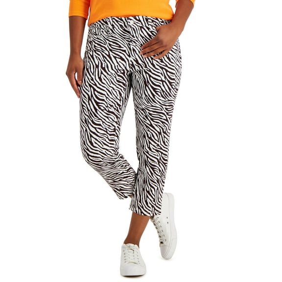Charter Club Bristol Tummy Control Zebra Capri Jeans Dark Chocolate 10