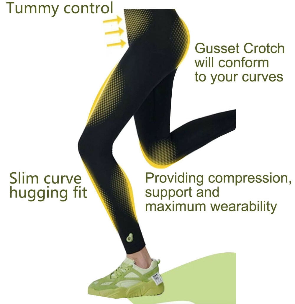 Women Yoga Pants Tummy Control Legging 4 Way Stretch Mid Rise Onesize for Workout with Avocado Caring Your Skin