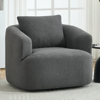 Swivel Accent Chair,360° Round Upholstered Armchair with One Soft Pillow,Teddy Fleece High-Resilience Sponge Single Sofa for Living Room, Bedroom, Apartment,No Assembly,Antique Dark Grey