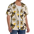 thumbnail image 2 of Gukieu Yellow Flowers Hummingbird Print Men's Short-sleeved Shirts, Button-down Pocket Shirts, T-shirts, Beach Vacation Travel Summer Clothing-Small, 2 of 5