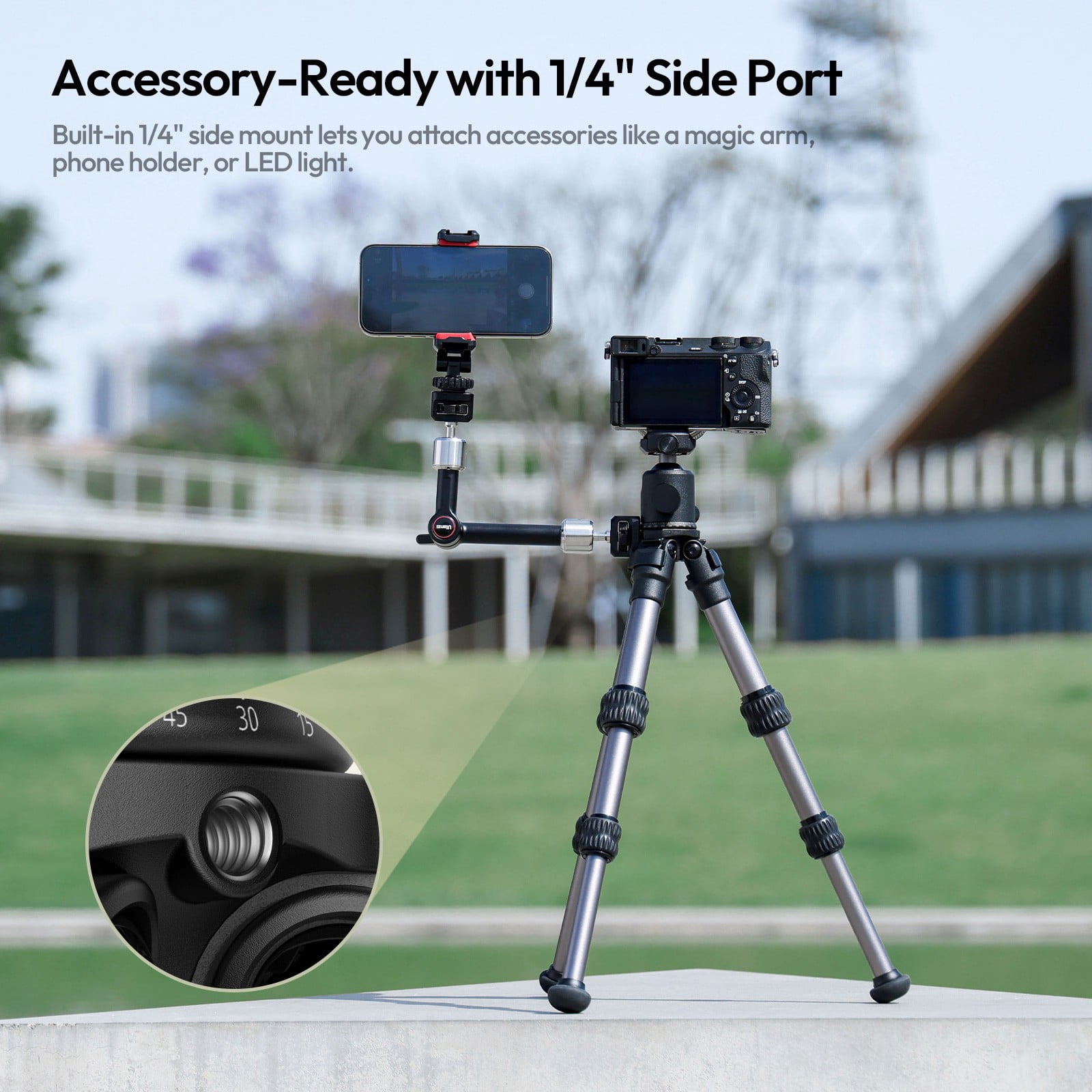 Ulanzi TT30 Portable Travel Tripod, Lightweight Aluminum Compact Camera Tripod with Ball Head, 1/4" Mount for Photography & Video