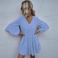 thumbnail image 5 of YuXingFu Mother Of The Bride Dresses Mid-Length Plus Size Womens Dress Long Sleeve Solid Color Casual Summer Light Blue M, 5 of 5