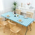 thumbnail image 6 of Rectangle Picnic Table Cloth, Elastic Waterproof Fitted Vinyl Tablecloths, Flannel Backed Buffalo Plaid Table Covers for Dining, Camping, Outdoor (Black and White, 30" x 60"), 6 of 8