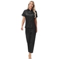 thumbnail image 1 of Women's Pajama Set: Short-sleeved Silk Top and Pants, Button-down Two-Piece Pajama/Loungewear Pink L, 1 of 4