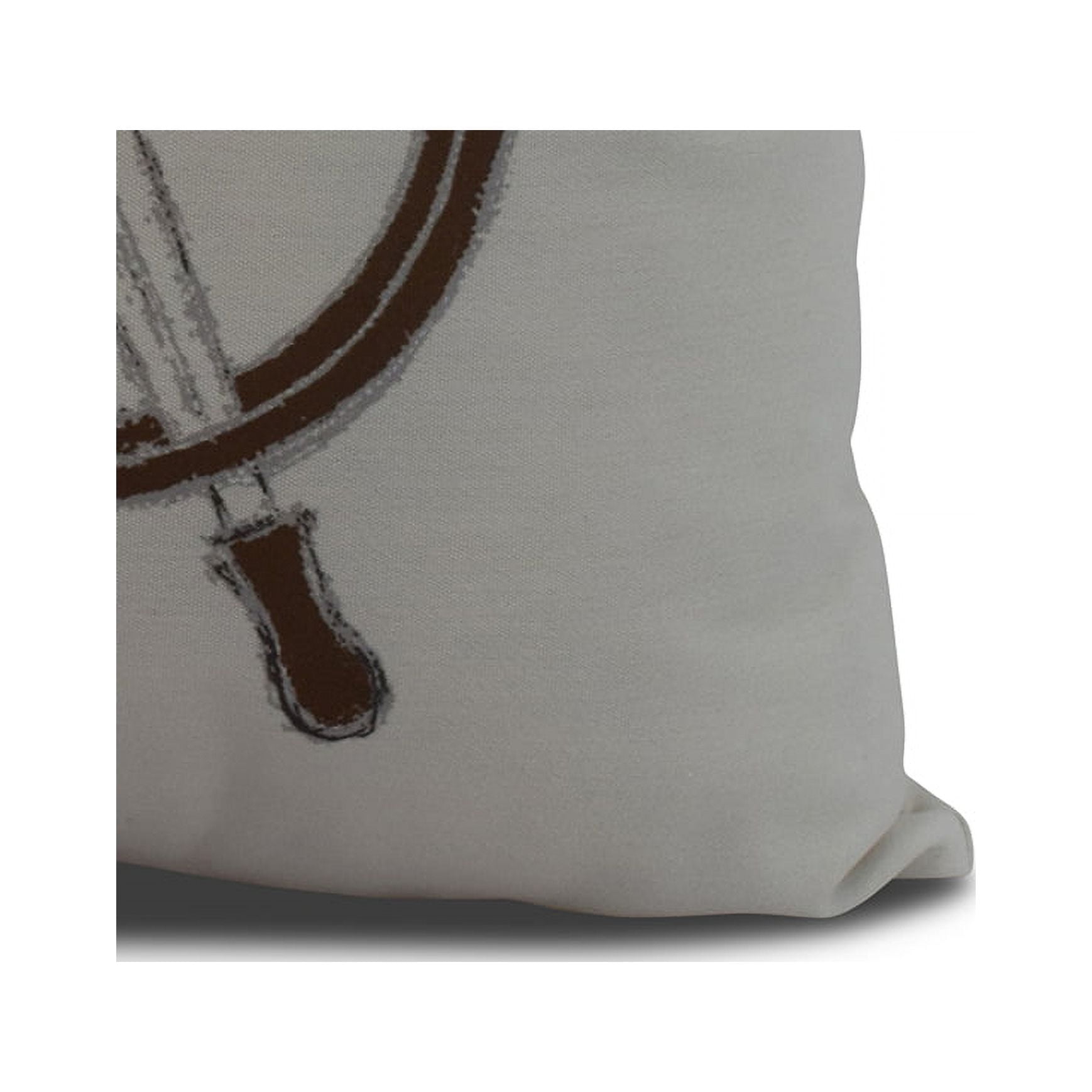 Simply Daisy, 20" x 20" Ship Wheel, Geometric Print Outdoor Pillow, Ivory