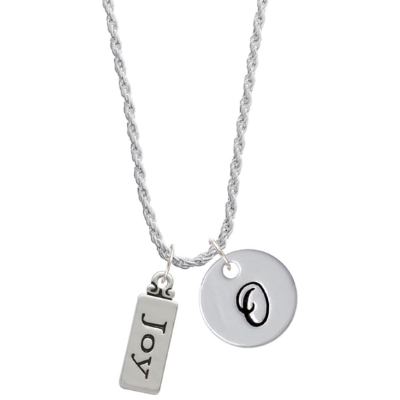 Delight Jewelry Silvertone Joy Silvertone Script Initial Disc - O - Charm Necklace, 20"+3"