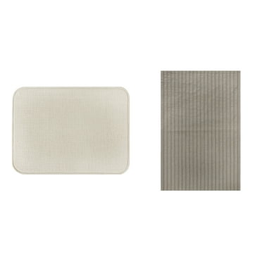 Better Homes & Gardens Miller Ivory Polyester 18” x 24” Dish Dry Mat & Brown Cotton 20” x 30” Kitchen Towel 2 Piece Set