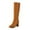 Yellow, variant on Women's Square Toe Heel Knee High Boots with Side Zipper for Stylish Mid-Calf Comfort and Winter Wear Fashion Footwear