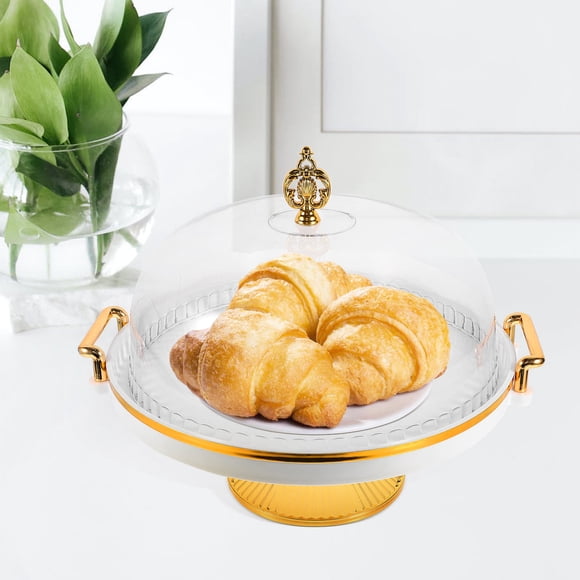 HONITANO Transparent Cake Stand with Dome Cover for Home Use Multifunctional Dessert Display 11.8 x 11.8 x 6.5 inches