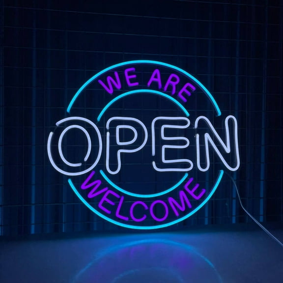 Craftnamesign We Are Open LED Neon Sign 20" x 17" Open Sign for Bar Salon Coffee Stores Club