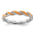 thumbnail image 5 of Auriga Fine Jewelry 925 Sterling Silver Orange Enamel Ring for Women Size 9, 5 of 6