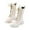 A02-White, variant on MUXiin Girls Lace Up Boots Mid Calf Combat Boots PU Leather Side Zipper Punk Goth Boot Kids Cute White Riding Boot