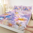 thumbnail image 3 of Homewish Rustic Vibrant Groovy Bed Sheets, Kawaii Butterfly King Sheets, Purple Oil Printing Sheet Set, Super Cozy Room Decor, 4-Piece, 3 of 7