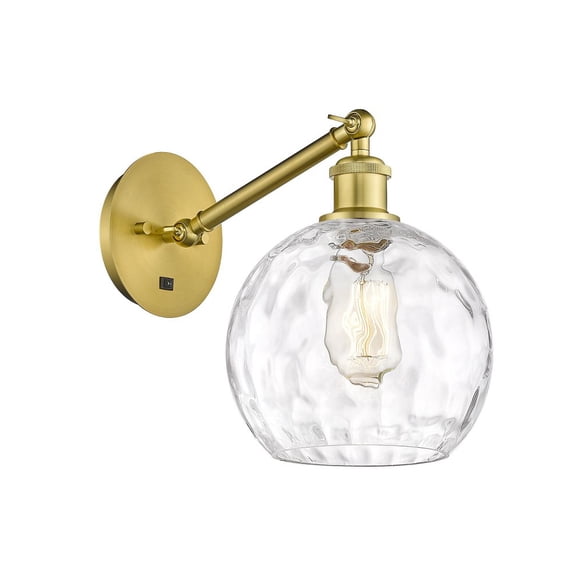 317-1W-SG-G1215-8-LED-Innovations Lighting-Athens - 1 Light Wall Sconce In Industrial Style-12.38 Inches Tall and 8 Inches Wide Satin Gold Clear Water