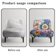 thumbnail image 6 of HELLHERO Flower Pattern Stretch Elastic Bottom Armless Accent Chair Soft Cover with Stain Protection, Dustproof Armless Chair Slipcover, 6 of 8