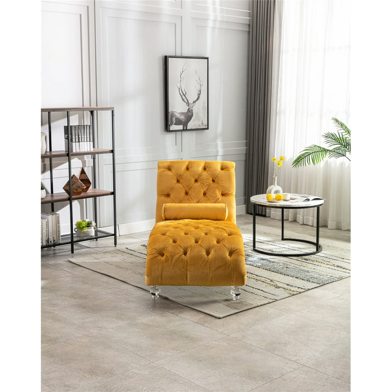 Velvet Chaise Lounge Chair, Modern Accent Sofa with Waist Velvet Chaise Lounge Chair, Modern Accent Sofa with Waist