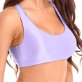 thumbnail image 3 of Sxiwei Women's Glossy Racerback Tank Tops Sleeveless Solid Color Crop Top Vest Unlined Yoga Bralette Light Purple XL, 3 of 7