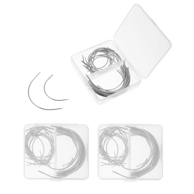 Luxshiny 40Ud Agujas Curvadas Para Tapicería En Forma C Plata De Hierro Para Artesanía DIY