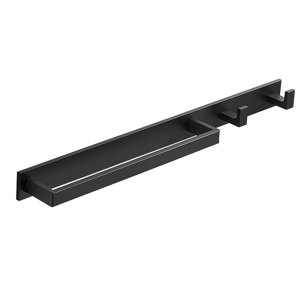 Toallero Espacio Aluminio Toallero Impermeable Toallero Montado En Negro Toallero Resistente Con 2 Ganchos Para Baño Inevent TO002823-00