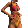 thumbnail image 1 of Aayomet Ensemble Bikini Rehausseur Taille Haute à Lacets pour Femmes, Rouge L, 1 of 4