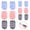 Pink/Grey/Blue, variant on Abaima 4 Pack Dual-Sided Loofah Sponge Body Scrubber, Terry Cloth Exfoliating SPA Wash Scrubber with Hanging Rope, Oval Flat Bath Accessories for Women and Men, Blue, Pink, Beige, Gray