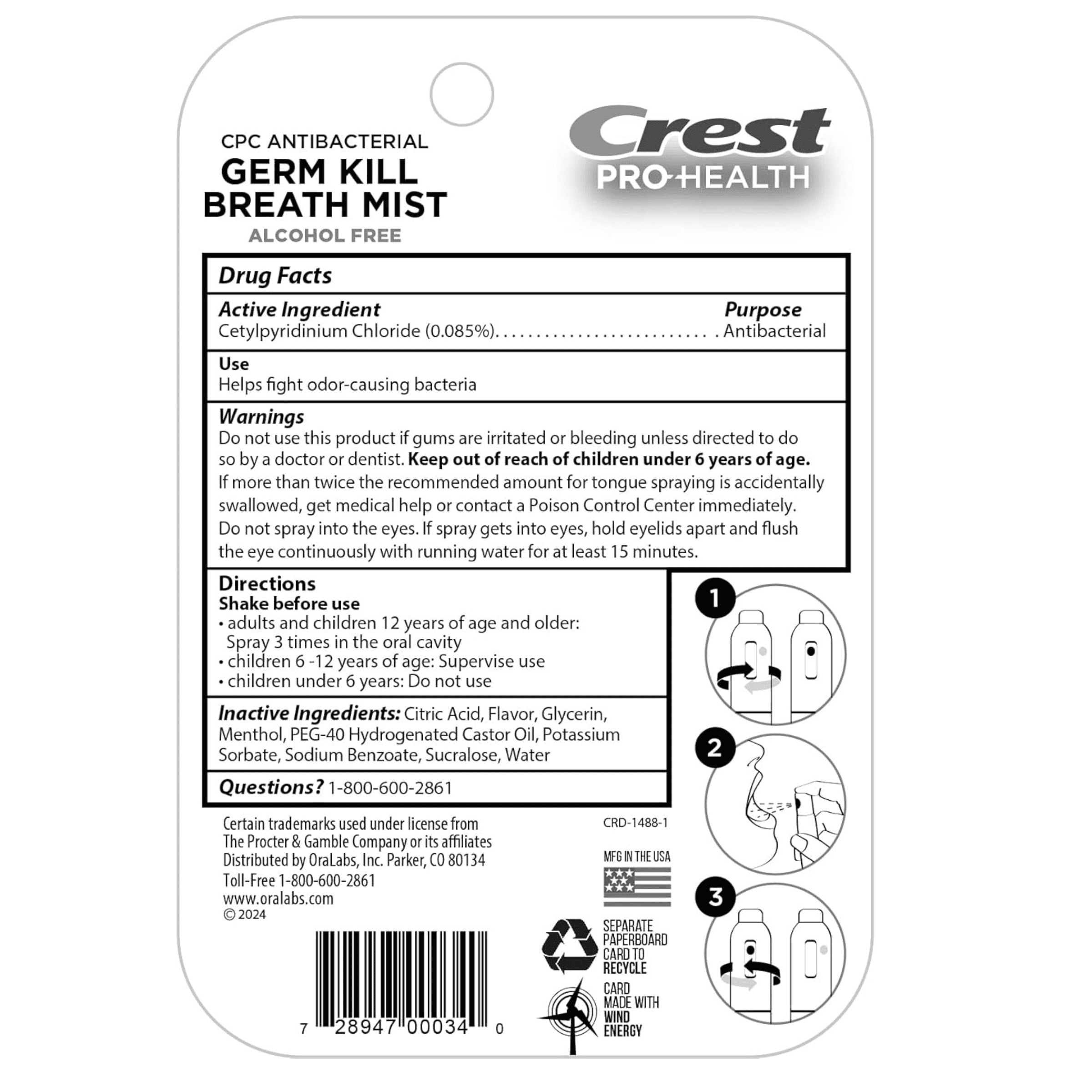 (2 pack) Crest Pro-Health Breath Mist, 2 pack
