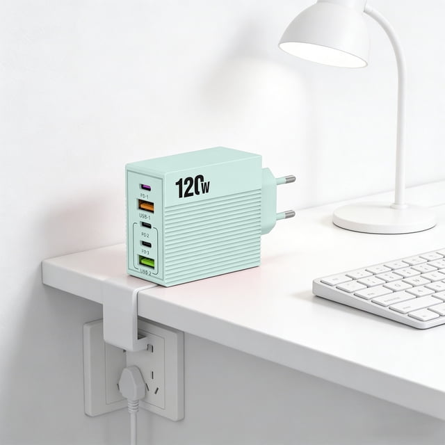 USB C PD Fast Charging 38W 5 Port Charger Adapter, Smart Power Distribution High Efficiency Stable Output, Multi Device Charging for Phone Tablet Headphones Home Office Travel