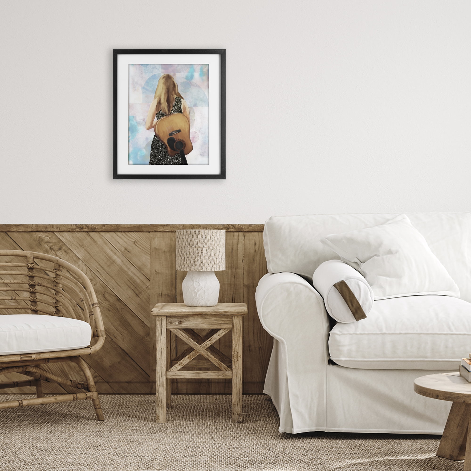 Stupell Industries Dreaming With My Guitar Black Framed Print Under Glass, design by Dan Meneely