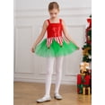 thumbnail image 3 of Hansber Robe Tutu Sans Manches à Sequins pour Filles Noël Elf Cosplay Fête Déguisement Rouge 12, 3 of 7