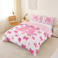 thumbnail image 2 of jejeloiu Pink Bow Monogram A Duvet Cover Set For Girls,Cute Flower Accent Initial Bedding Full For Kids,Pink Reversible,3 Pieces(No Comforter), 2 of 6