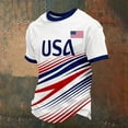 thumbnail image 2 of Soccer for Men USA Patriotic Print Short Sleeve Crew Neck Quick Dry Training Shirt Sports Casual T Shirt American Team Fan Support Top for Match Daily Outdoor, 2 of 3