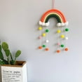 thumbnail image 3 of Bohemian Hand-Woven Rainbow Tapestry Woven Wall Hanging Nursery Art Home Decor Macrame Rainbow Wall Hanging Decor Pom Pom Garland Colorful Ball for Kids Room Girls Bedroom, 3 of 12