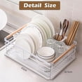 thumbnail image 3 of Dish Drainer Rack With Removable Drip Tray, Metal Kitchen Dish Drying Rack Organiser With Wooden Handles, Dish Rack, 3 of 5