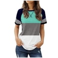 thumbnail image 1 of TSADFHJI T-Shirt Blanc Femme Col Rond Mode Décontractée Imprimé Col Rond Manches Courtes Pull T-Shirt L Blanc, 1 of 5
