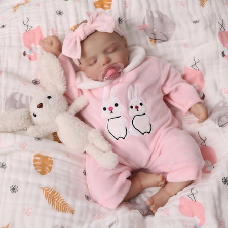 17 Inch Lifelike Reborn Girl Doll, Realistic Newborn Doll With Pink Clothes And Random Feeding Accessories, Suitable For Children Over 3 Years Old