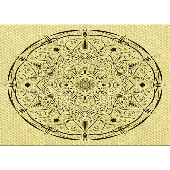 Ahgly Company Machine Washable Indoor Rectangle Transitional Sun Yellow Area Rugs, 5' x 8'